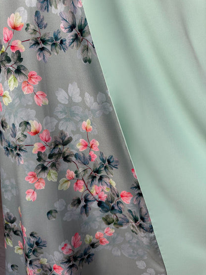Mint Blossom Abaya with Coordinated Scarf