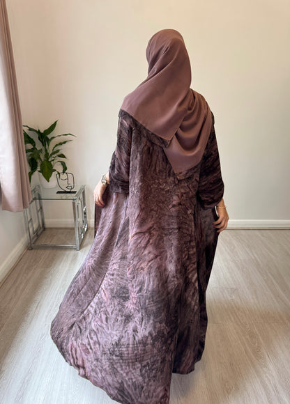 Dusty Rose Abaya with Coordinated Scarf