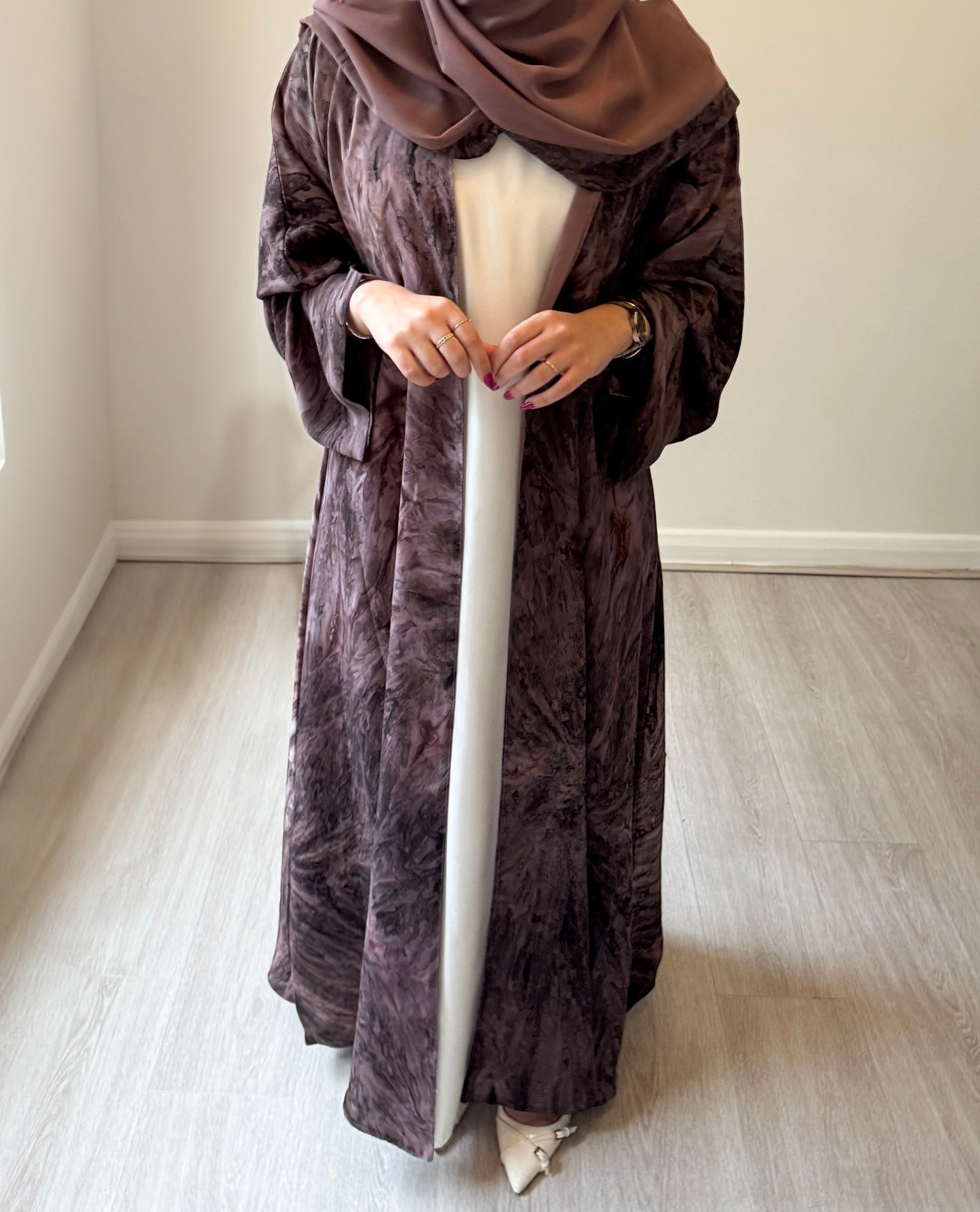 Dusty Rose Abaya with Coordinated Scarf